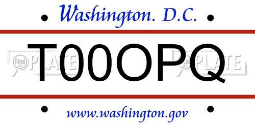 T00OPQ District Of Columbia License Plate