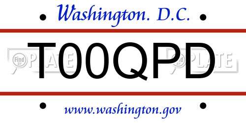 T00QPD District Of Columbia License Plate