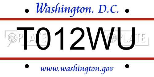 T012WU District Of Columbia License Plate