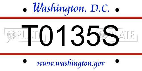 T0135S District Of Columbia License Plate