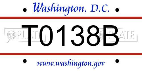 T0138B District Of Columbia License Plate