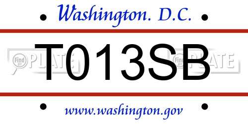 T013SB District Of Columbia License Plate