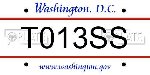 T013SS District Of Columbia License Plate