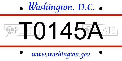 T0145A District Of Columbia License Plate