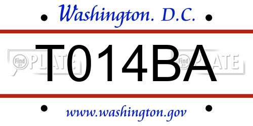 T014BA District Of Columbia License Plate