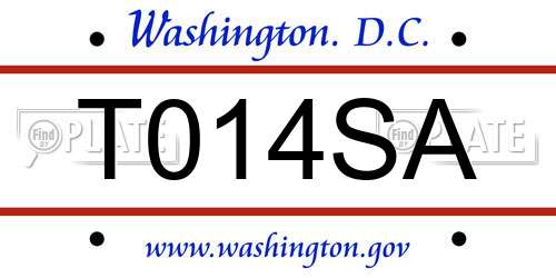 T014SA District Of Columbia License Plate
