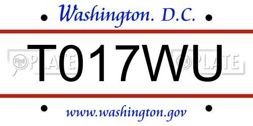 T017WU District Of Columbia License Plate