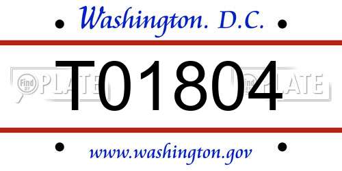 T01804 District Of Columbia License Plate