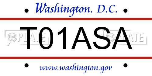 T01ASA District Of Columbia License Plate