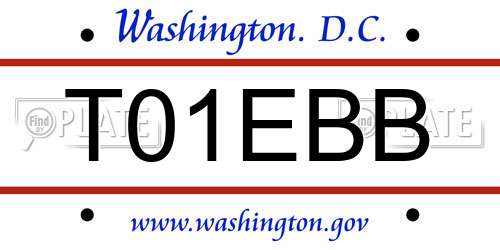 T01EBB District Of Columbia License Plate