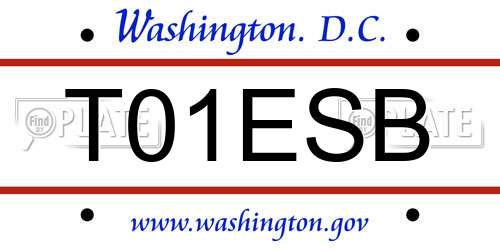 T01ESB District Of Columbia License Plate