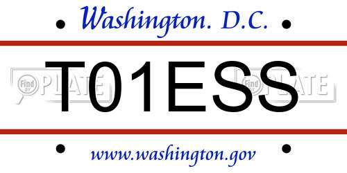T01ESS District Of Columbia License Plate