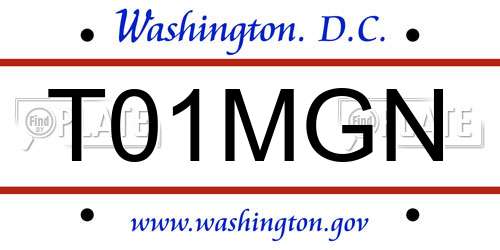 T01MGN District Of Columbia License Plate