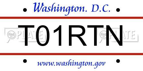 T01RTN District Of Columbia License Plate