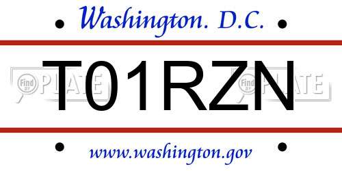 T01RZN District Of Columbia License Plate