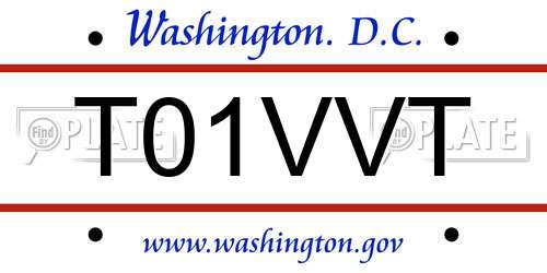 T01VVT District Of Columbia License Plate