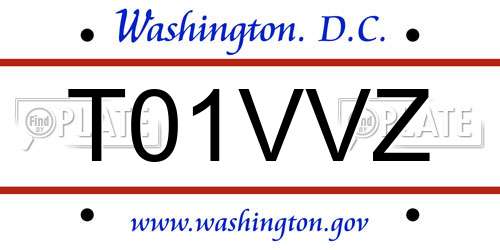 T01VVZ District Of Columbia License Plate