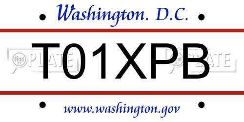 T01XPB District Of Columbia License Plate