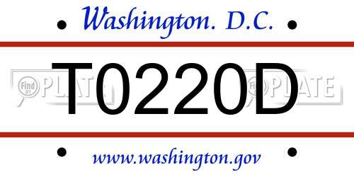 T0220D District Of Columbia License Plate