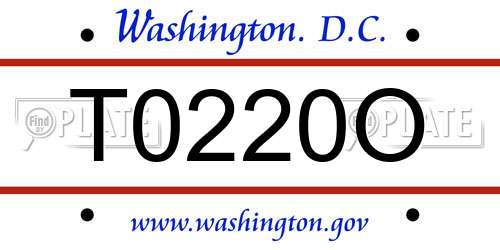 T0220O District Of Columbia License Plate