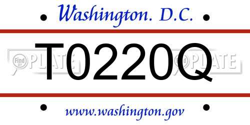 T0220Q District Of Columbia License Plate