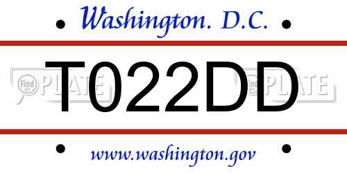 T022DD District Of Columbia License Plate