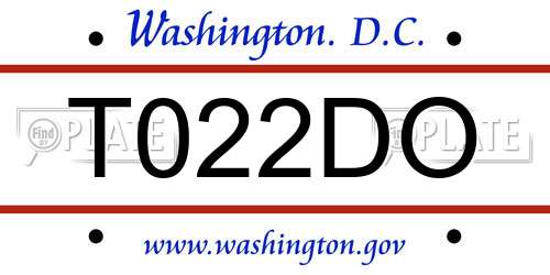 T022DO District Of Columbia License Plate
