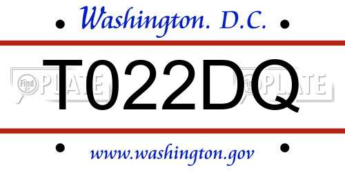 T022DQ District Of Columbia License Plate
