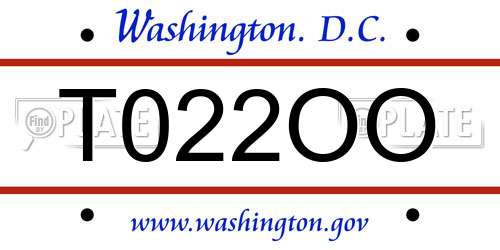T022OO District Of Columbia License Plate