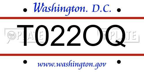 T022OQ District Of Columbia License Plate