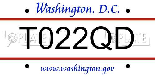 T022QD District Of Columbia License Plate