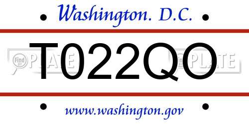 T022QO District Of Columbia License Plate