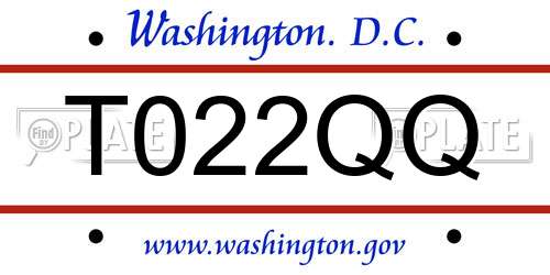 T022QQ District Of Columbia License Plate