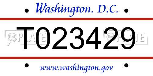 T023429 District Of Columbia License Plate