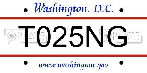 T025NG District Of Columbia License Plate
