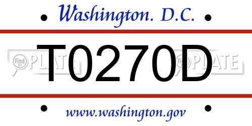 T0270D District Of Columbia License Plate
