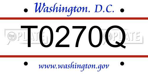 T0270Q District Of Columbia License Plate