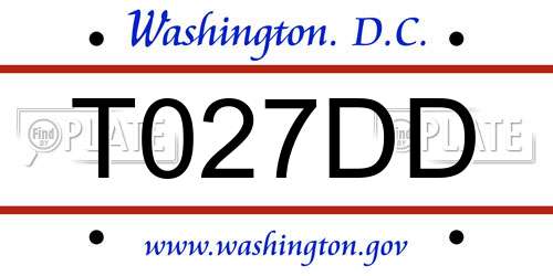 T027DD District Of Columbia License Plate