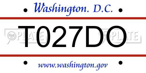 T027DO District Of Columbia License Plate