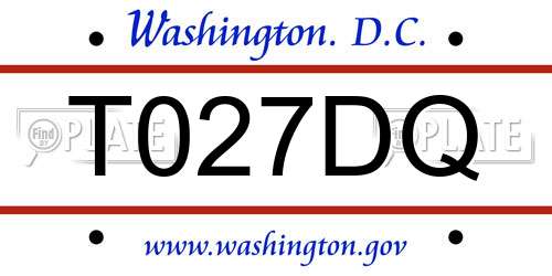 T027DQ District Of Columbia License Plate