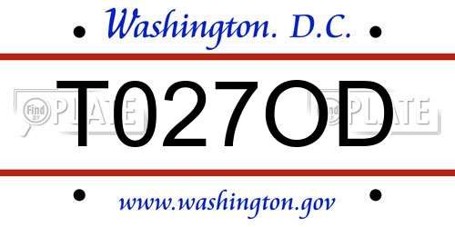 T027OD District Of Columbia License Plate