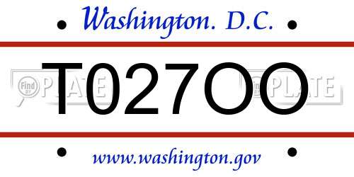 T027OO District Of Columbia License Plate