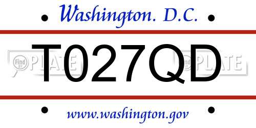T027QD District Of Columbia License Plate