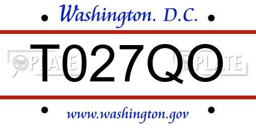 T027QO District Of Columbia License Plate