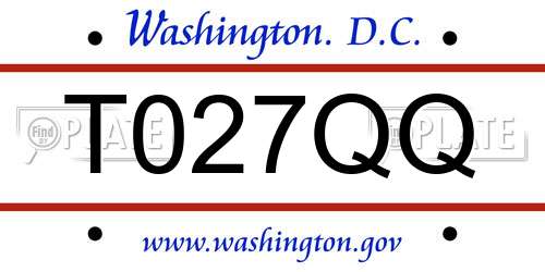 T027QQ District Of Columbia License Plate