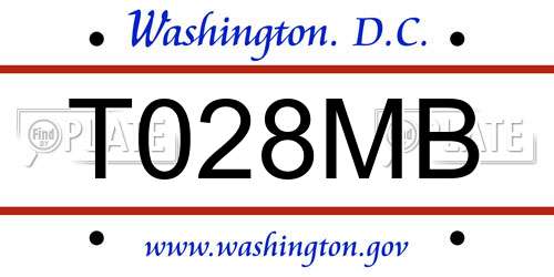 T028MB District Of Columbia License Plate