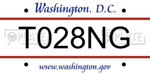 T028NG District Of Columbia License Plate
