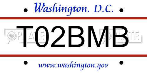 T02BMB District Of Columbia License Plate