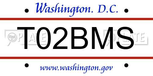 T02BMS District Of Columbia License Plate