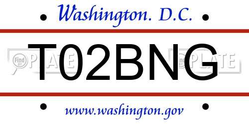 T02BNG District Of Columbia License Plate